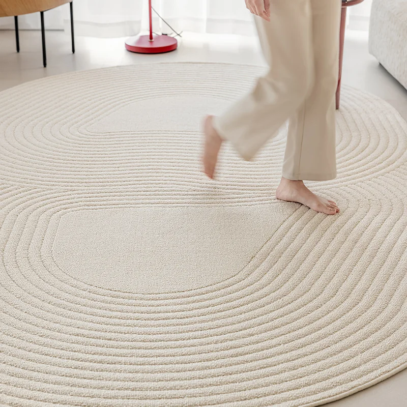 Halo rug with carved concentric rings
